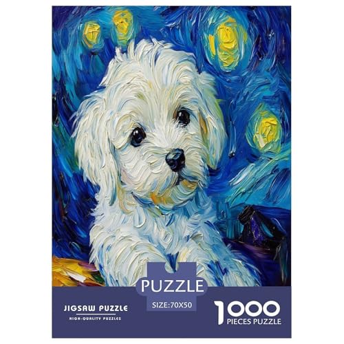 West Highland Weißer Terrier Puzzle 1000 Teile Schwer Puzzle Spielzeug Pädagogisches Spiel Impossible Herausforderungsspielzeug Für Erwachsene Und Kinder Ab 14 Jahren 70x50cm/1000pcs von TDSNKAVHB
