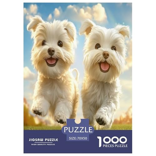 West Highland Weißer Terrier Puzzle 1000-teilige Schwer Puzzle Spielzeug Lernspiel Impossible Herausforderungsspielzeug Für Erwachsene Kinder 70x50cm/1000pcs von TDSNKAVHB