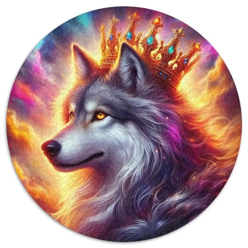 Wolf KönigPuzzle 1000 Teile Für Erwachsene Rund KroneKreatives Herausforderungsspielzeug-Geschenk1000pcs (67.5x67.5cm) von TDSNKAVHB