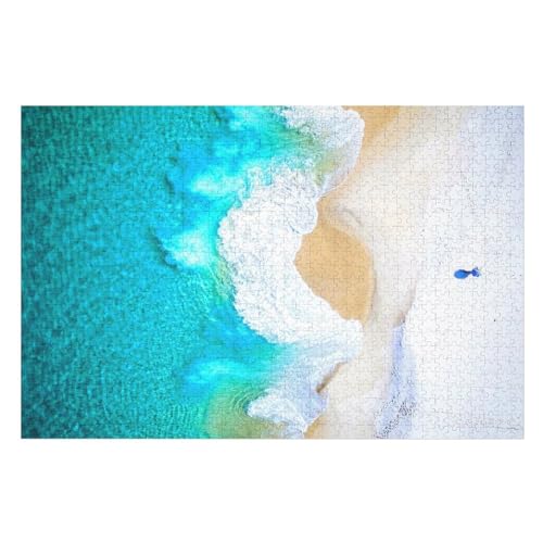 Klassische Puzzle für Erwachsene Teenager Freizeit Spaß Spiel Spielzeug Geeignet，, Beautiful Beach, Blue sea, Foam, ，Lernspielzeug FüR Kinder Papier 38x26 von TDXYz