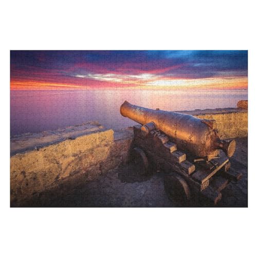 Klassische Puzzle für Erwachsene Teenager Freizeit Spaß Spiel Spielzeug Geeignet，Artillery, sea, red Sky, Sunset，，Lernspielzeug FüR Kinder Papier 38x26 von TDXYz