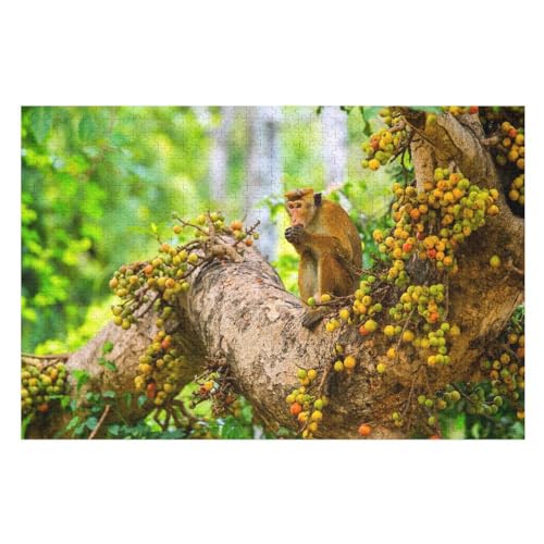 Klassische Puzzle für Erwachsene Teenager Freizeit Spaß Spiel Spielzeug Geeignet，Monkey Eating wild Fruit Tree，Lernspielzeug FüR Kinder Papier 70x50 von TDXYz