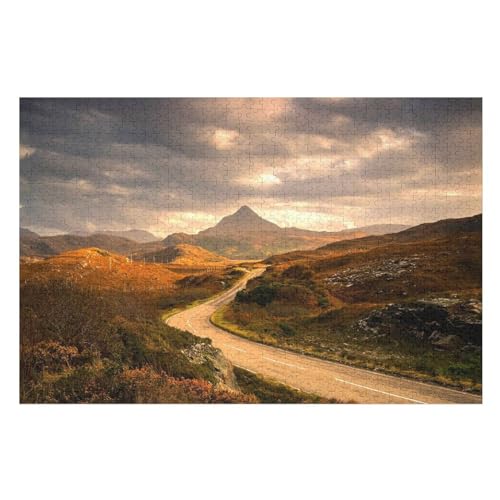 Klassische Puzzle für Erwachsene Teenager Freizeit Spaß Spiel Spielzeug Geeignet，Mountains, Road, Clouds, Grass, ，Lernspielzeug FüR Kinder Holz 75x50 von TDXYz