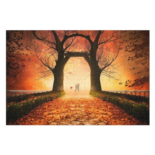 Klassische Puzzle für Erwachsene Teenager Freizeit Spaß Spiel Spielzeug Geeignet，Tree Gate, Leaves, Autumn, Light, ，Lernspielzeug FüR Kinder Holz 75x50 von TDXYz