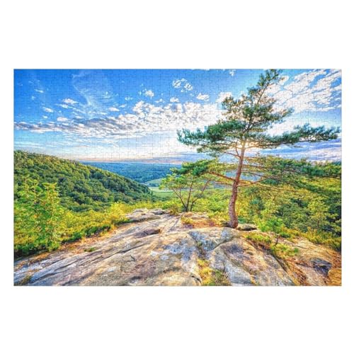 Klassische Puzzle für Erwachsene Teenager Freizeit Spaß Spiel Spielzeug Geeignet，Trees, Rock, Mountain top, ，Lernspielzeug FüR Kinder Holz 75x50 von TDXYz