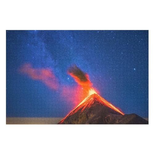 Klassische Puzzle für Erwachsene Teenager Freizeit Spaß Spiel Spielzeug Geeignet，Volcanic Mountain Eruption, Stars Night，，Lernspielzeug FüR Kinder Papier 52x38 von TDXYz