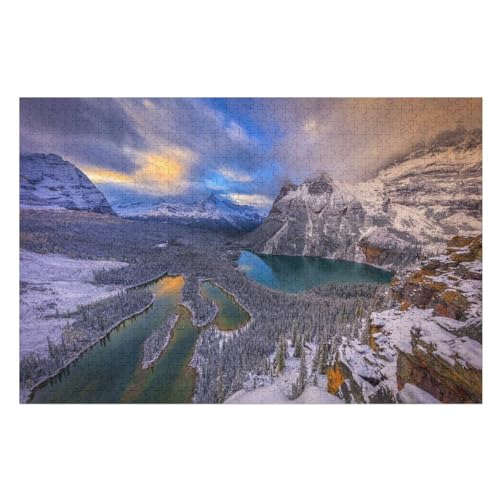 Klassische Puzzle für Erwachsene Teenager Freizeit Spaß Spiel Spielzeug Geeignet，Winter, Mountains, River, Trees, Snow, Clouds，，Lernspielzeug FüR Kinder Holz 75x50 von TDXYz