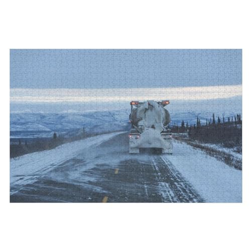 Puzzle für Erwachsene und Kinder ab 14 Jahren, 1000 StüCk，Winter, Snow, Road, Truck，，Lernspielzeug FüR Kinder Papier 52x38 von TDXYz