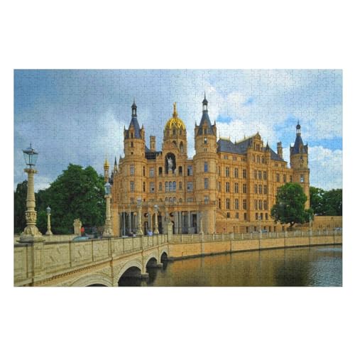 Wohnkultur Geburtstag ，Challenging Games Moderne Lernspiel Stress Relief ，1000 StüCk，, Schwerin Castle Bridge River，，Lernspielzeug FüR Kinder Holz 75x50 von TDXYz