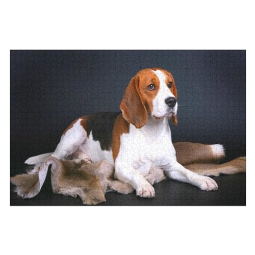 Wohnkultur Geburtstag ，Challenging Games Moderne Lernspiel Stress Relief ，1000 StüCk，Beagle, Cute Dog, ，Lernspielzeug FüR Kinder Holz 75x50 von TDXYz