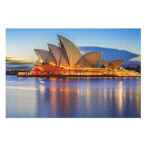 für Familie Freunde Dekorativ，1000 StüCk， ，Opera House Sunset sea Lights，，Lernspielzeug FüR Kinder Papier 38x26 von TDXYz