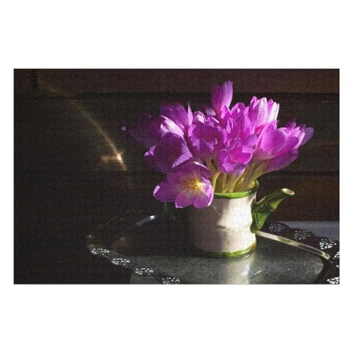 für Familie Freunde Dekorativ，1000 StüCk，Pink Saffron, Flowers, Petals, vase，，Lernspielzeug FüR Kinder Papier 38x26 von TDXYz