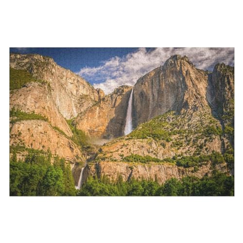 für Familie Freunde Dekorativ，1000 StüCk，Waterfall, Mountains,，Lernspielzeug FüR Kinder Holz 75x50 von TDXYz