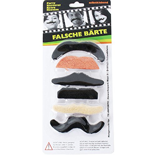 TE-Trend Schnurrbart Schnautzbart Bart Set selbstklebend Kostüm Verkleidung Karneval 6 Design Bärte naturfarben TE-Trend Schnurrbart Schnautzbart Bart Set selbstklebend Kostüm Verkleidung Karneval 6 Design Bärte naturfarben von TE-Trend