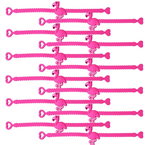 TE-Trend 12 Stück Gummi Kinderschmuck Armband Armbänder Set Armreif Flamingo Pink 19 cm Party Geburtstag Mitgebsel von TE-Trend
