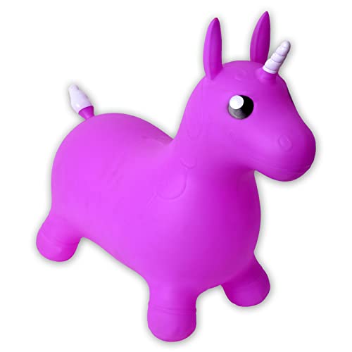 TE-Trend B-Ware Hüpftier Einhorn Pferde Spielzeug Hüpfpferd Hüpfball Unicorn Pferd zum draufsitzen und hüpfen mit weißem Horn und Schweif in Lila von TE-Trend