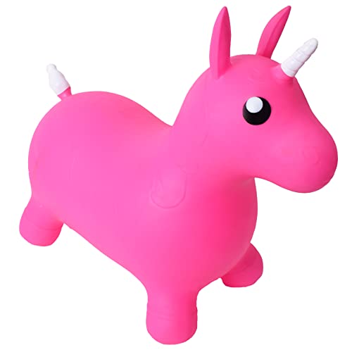 TE-Trend B-Ware Hüpftier Rosa Einhorn Pferde Spielzeug Hüpfpferd Hüpfball Unicorn Pferd zum draufsitzen und hüpfen mit weißem Horn und Schweif in Pink von TE-Trend