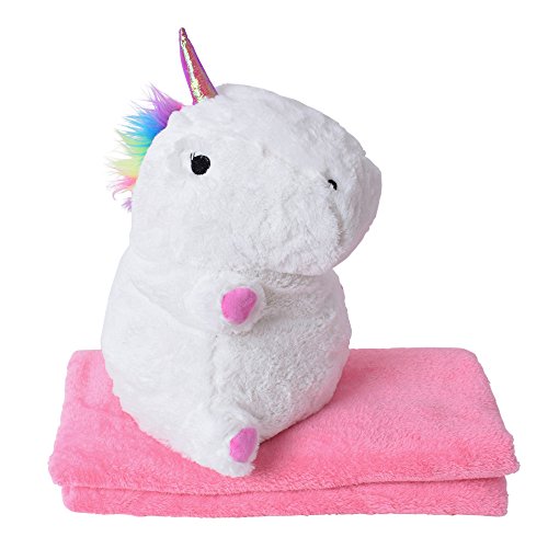 TE-Trend Baby Plüsch Einhornkissen Einhorn Kuscheltier Unicorn 40cm Kissen Kuschel Decke rosa von TE-Trend