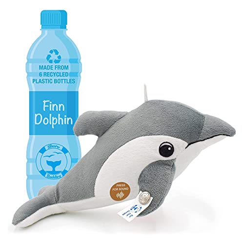 TE-Trend Delfin Kuscheltier mit dem Sound der Delphine Plüschtier Stofftier 30cm Dolphin Finn nachhaltig aus 6 recycelten Plastikflaschen hergestellt von TE-Trend