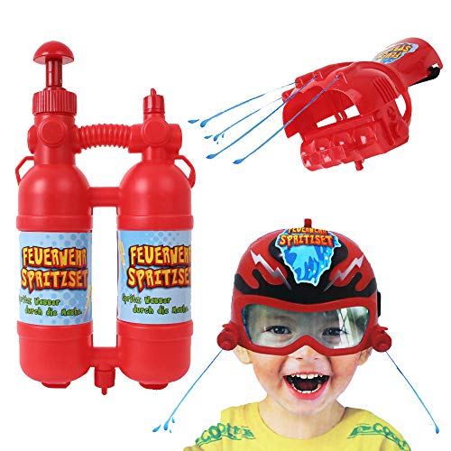 TE-Trend Kinder Feuerwehr Wasserspielzeug Set 3-teilig Wasserpistole Tankrucksack Maske Wasserspritze Wasserspritzpistolen Rot TE-Trend Kinder Feuerwehr Wasserspielzeug Set 3-teilig Wasserpistole Tankrucksack Maske Wasserspritze Wasserspritzpistolen Rot von TE-Trend