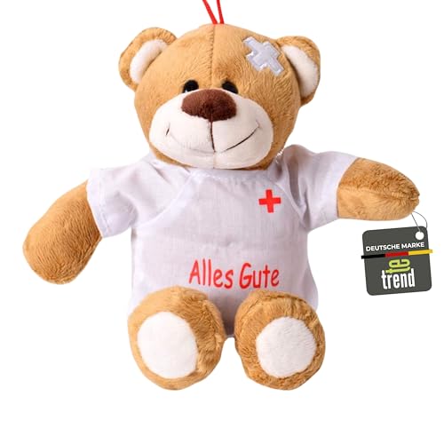 TE-Trend Plüsch Teddybär Gute Besserung Teddy Genesungsgeschenke Bär Glücksbringer Kuscheltier T-Shirt Alles Gute 24cm Braun von TE-Trend