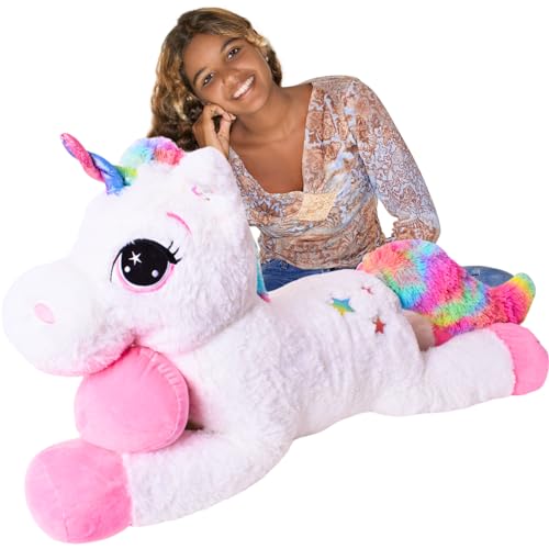 TE-Trend XXL Einhorn-Stofftier 110 cm - Perfekte Plüschfigur für Kreatives Spielen & Traumhafte Kuschelstunden - Kuscheltier für Stundenlangen Spielspaß von TE-Trend