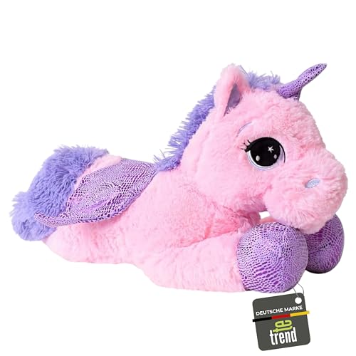 TE-Trend XL Einhorn Kuscheltier Kuschelpferd Plüschtier Stofftier Unicorn 45cm lila Glitzerhorn Rosa Pink von TE-Trend