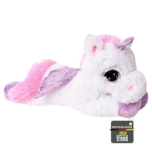 TE-Trend Einhorn Kuscheltier Plüschtier 45cm Weiß mit Lila Glitzerhorn ideal für eine magische Spielzeit und fantasievolle Abenteuer von TE-Trend