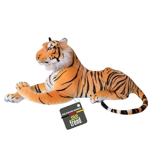 TE-Trend XL Plüschtier Tiger Kuscheltier Stofftiger lebensechte Raubkatze liegend Dschungel Steppe 80 cm Mehrfarbig getigert von TE-Trend