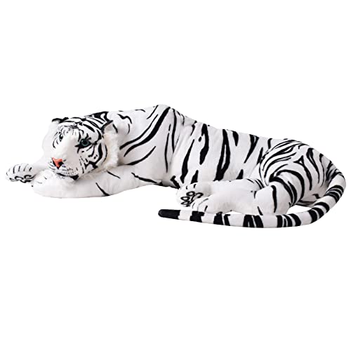 TE-Trend Weißer Tiger Kuscheltier XXL Plüschtier Stofftier liegend Katze Großkatze Raubkatze Deko Figur Geschenk Spielzeug 70cm Mehrfarbig von TE-Trend