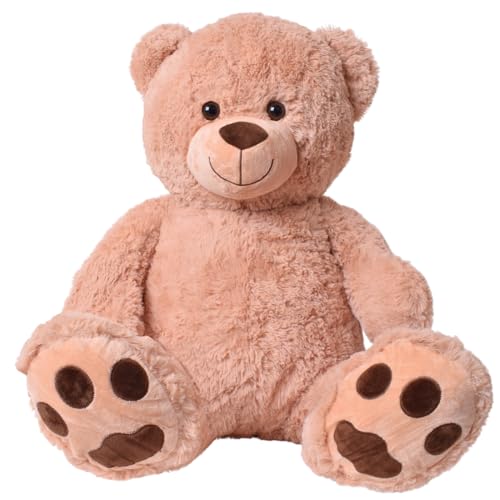 TE-Trend XXL Teddybär Plüschtier 100cm - Kuscheliger Riesen Teddy mit gestickten Tatzen für Kinder und Erwachsene - Weicher Plüschbär in Braun von TE-Trend