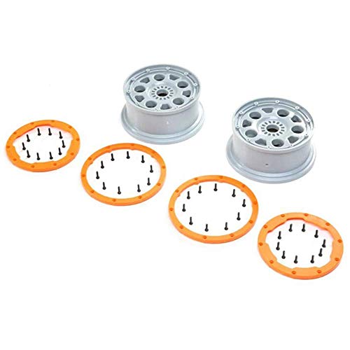LOSI 1/5 Front/Rear 4.75 Beadlock Wheels, 24mm Hex, Silver/Orange (2): DBXL-E 2.0 von LOSI