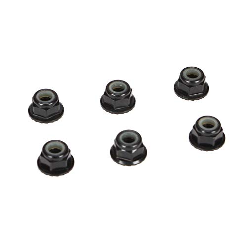 TLR 4mm Aluminium Stoppmutter mit Flansch Schwarz 6St. von Team Losi Racing