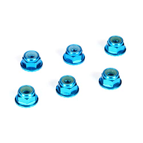TLR 4mm Aluminium Stoppmutter mit Flansch Blau 6St. von Team Losi Racing