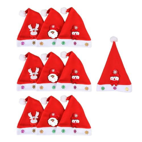 TEBI 10 STÜCKE Santa Hut Weihnachtsmütze Weihnachten Cartoon Aufkleber Weihnachtsmann Hut Weihnachten Hut Dekor Cartoon Aufkleber Hut von TEBI