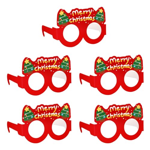 TEBI 5 Stück/Set Cartoon-Weihnachts-Papierbrillen, lustige Neuheit, Brillenrahmen, Kostüm-Dekoration für Urlaub, Party, lustige Brille von TEBI