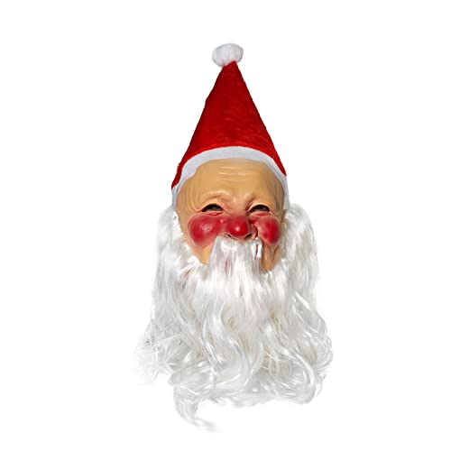 TEBI Weihnachtsmann-Latex-Kopfbedeckung, halbes Gesicht, Partyzubehör, Weihnachts-Kopfbedeckung für Erwachsene von TEBI