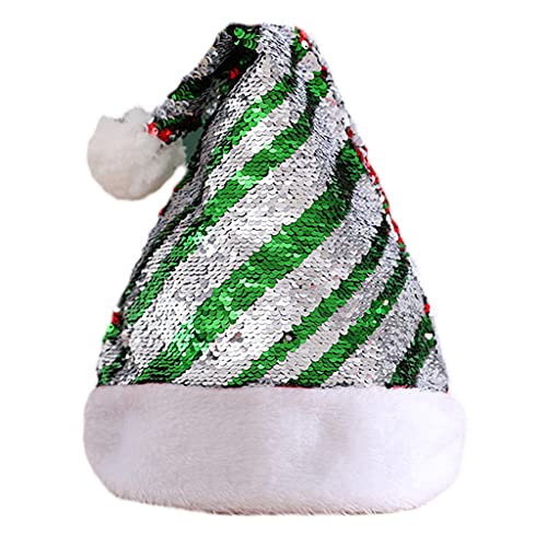 TEBI Weihnachtsmütze, Glitzer, grün, weiche PET-Weihnachtsmannmütze für Weihnachtsfeiern, Ornamente, Partyzubehör für Partys, Uni-Weihnachtsmütze von TEBI