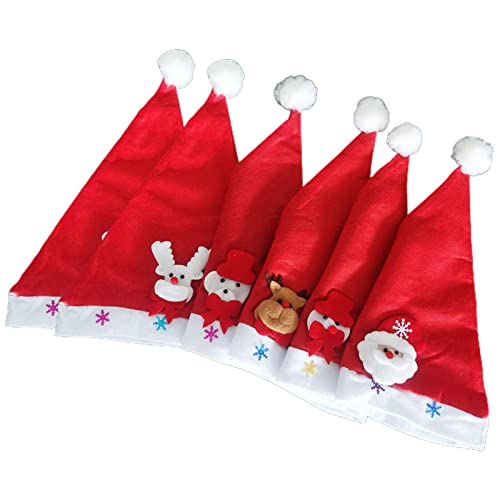 TEBI Weihnachtsmütze, zerknittert, Weihnachtsmann, warmes Wintergeschenk, LED-Licht, Weihnachtszubehör, Party-Dekoration, 6 Stück von TEBI