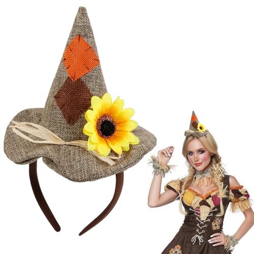 TEBIEKOY Halloween-Vogelscheuchen-Hut, Stirnband, Mini-Vogelscheuche, Kostüm, Zubehör für Erwachsene und Kinder, Hellbraun von TEBIEKOY