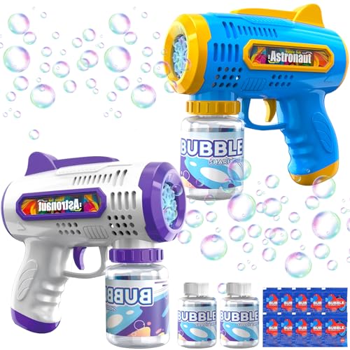 TEBOKHAD 2 Seifenblasenpistole, Seifenblasenmaschine Kinder Mit 2 Flaschen 70ml Seifenblasenflüssigkeit Tank & 10 Packungen Mit Seifenblasenwasser Für Seifenblasen Party Favors, Kinder, Hochzeit TEBOKHAD 2 Seifenblasenpistole, Seifenblasenmaschine Kinder Mit 2 Flaschen 70ml Seifenblasenflüssigkeit Tank & 10 Packungen Mit Seifenblasenwasser Für Seifenblasen Party Favors, Kinder, Hochzeit von TEBOKHAD