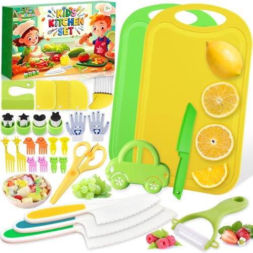 TEBOKHAD Kindermesser 28 Teiliges Kinder Sicherheit Küchenmesser Für Echtes Kochen, Mit Gemüse Ausstechformen,Holzmesser, Schneidebrett Etc.Für Kinder Ab 2 Jahren, Montessori Messer, Kochset TEBOKHAD Kindermesser 28 Teiliges Kinder Sicherheit Küchenmesser Für Echtes Kochen, Mit Gemüse Ausstechformen,Holzmesser, Schneidebrett Etc.Für Kinder Ab 2 Jahren, Montessori Messer, Kochset von TEBOKHAD