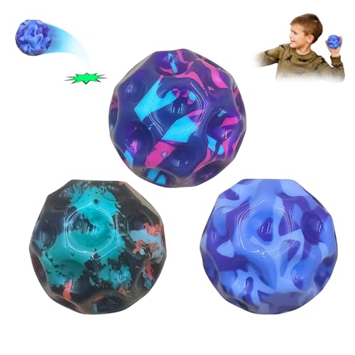 TECHEEL Space Ball,3 Stück Moon Ball,Hohe Springender Gummiball,Space Ball Mini Bouncing Ball Toy,Bounce Ball, Spielzeug Planeten Hüpfbälle für Kinder im Freien von TECHEEL