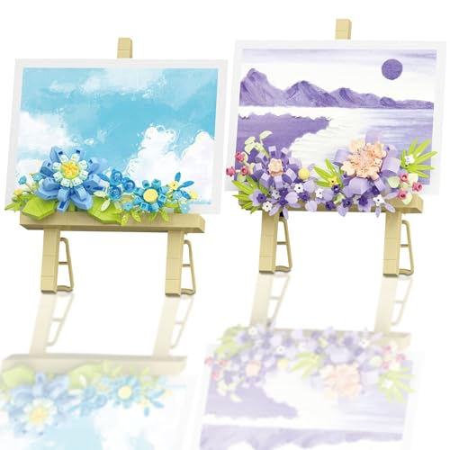 TECHEEL Klemmbausteine Blumen 2 StüCk Blumen Bausteine Bausatz Künstliche Blumenstrauß Bausteine Pflanzen Blumens Bouquet Bausteines Blumenstrauß Bausteines Set DIY Bauspielzeugsets für Mädchen Jungen von TECHEEL