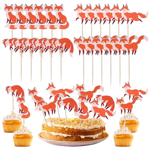 TECHEEL Cupcake Deko Fuchs 36 Stück Füchse Tortendeko Geburtstag Cupcake Topper Animal Muffin Dekoration Muffins Fuchs Cupcake deko Foxes Geburtstag Thema Party Kuchen Dekoration von TECHEEL