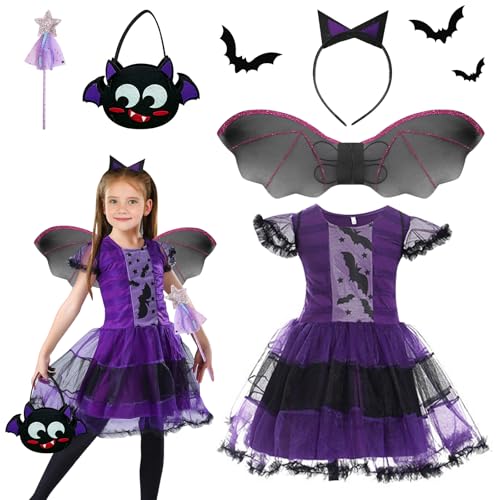 TECHEEL Fledermaus Kostüm für Mädchen - Halloween Kleid für Kinder - Karneval Cosplay Party TECHEEL Fledermaus Kostüm für Mädchen - Halloween Kleid für Kinder - Karneval Cosplay Party von TECHEEL