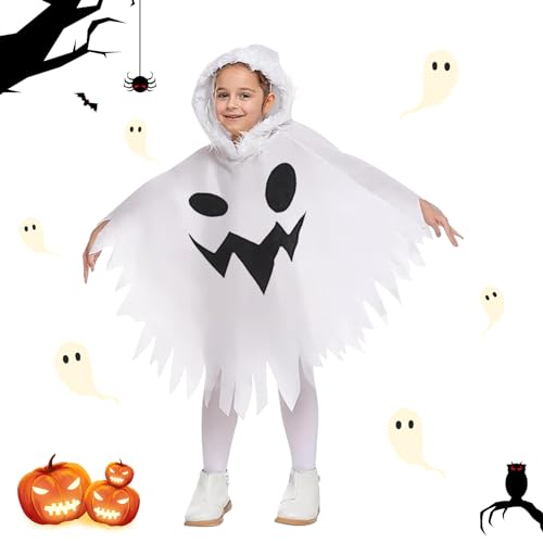TECHEEL Halloween Kostüm Kinder Cape Weiß Kinder Geist Kostüm Kinder Gespenst Kostüm Umhang Halloween Kostüm Kleinkind Jungen Mädchen für Halloween Party Fancy Kleid Cosplay Karneval - M TECHEEL Halloween Kostüm Kinder Cape Weiß Kinder Geist Kostüm Kinder Gespenst Kostüm Umhang Halloween Kostüm Kleinkind Jungen Mädchen für Halloween Party Fancy Kleid Cosplay Karneval - M von TECHEEL