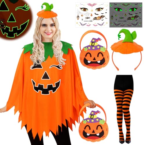 TECHEEL Halloween Kürbis Kostüm Damen Erwachsene Kürbis Kostüm Halloween Kürbiss Umhang Karnevals Kürbiskostüm für Halloweens Karneval Cosplay Party von TECHEEL