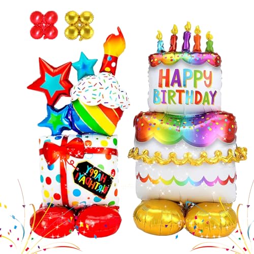 TECHEEL Happy Birthday Folienballon Stehend 2 Stück Folienballon Happy Birthday XXL Torten Helium Ballon Geburtstag Party Dekoration,Für Kinder Junge Mädchen TECHEEL Happy Birthday Folienballon Stehend 2 Stück Folienballon Happy Birthday XXL Torten Helium Ballon Geburtstag Party Dekoration,Für Kinder Junge Mädchen von TECHEEL