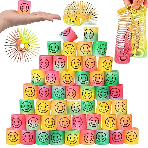 TECHEEL Regenbogenspirale Springs,48 Stück Spirale Kinderspielzeug Set,Regenbogen Spielzeug, Kindergeburtstag Gastgeschenke Kleine Mitbringsel für Kinder,Party Mitgebsel von TECHEEL